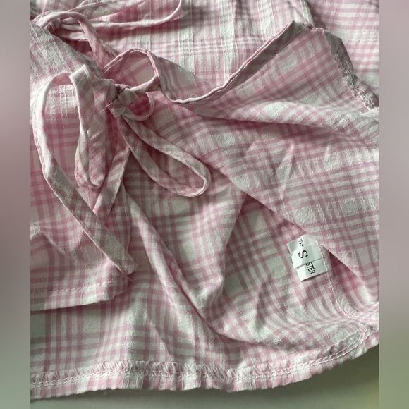 Pink Plaid Bow Front Two-Piece Shorts Set - Picture 7 of 13